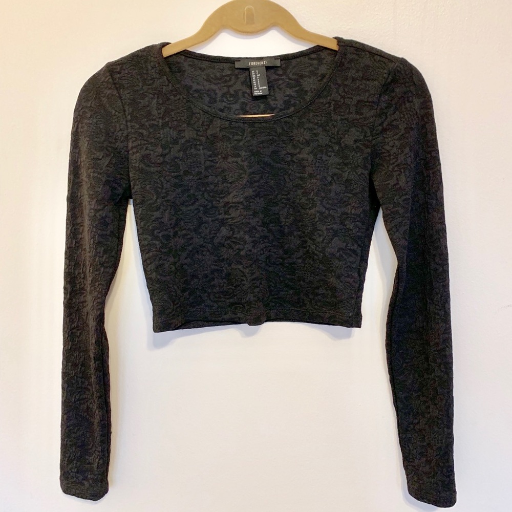 Black Crop Top Long Sleeve